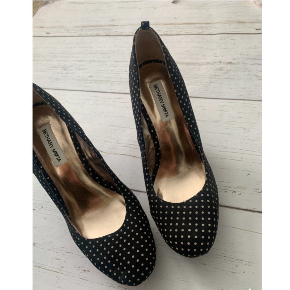 Black polkadot Bethany mota platform wedges